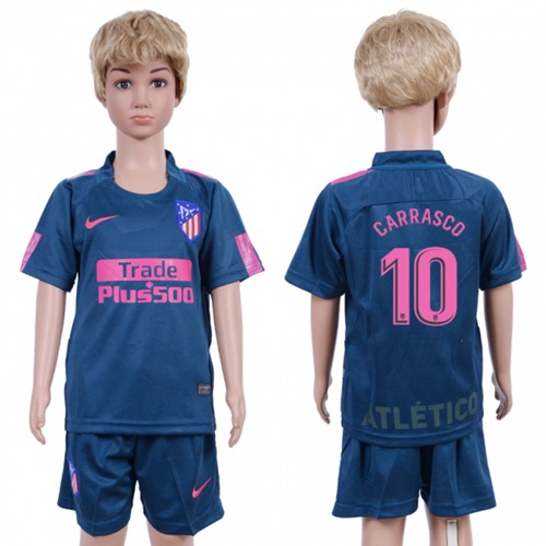Atletico Madrid #10 Carrasco Sec Away Kid Soccer Club Jersey